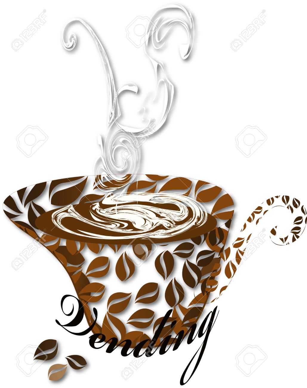 Stylized Coffee Cup With The Inscription Vending And Beans On A Transparent Background Stock Vector Stylized Coffee Cup With The Inscription Vending And Beans On A Transparent Background Stock Vector