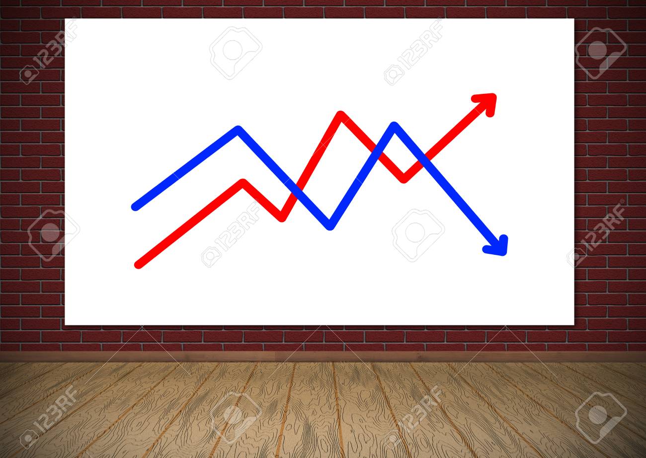 poster with chart hanging on red brick wall stock photo picture and