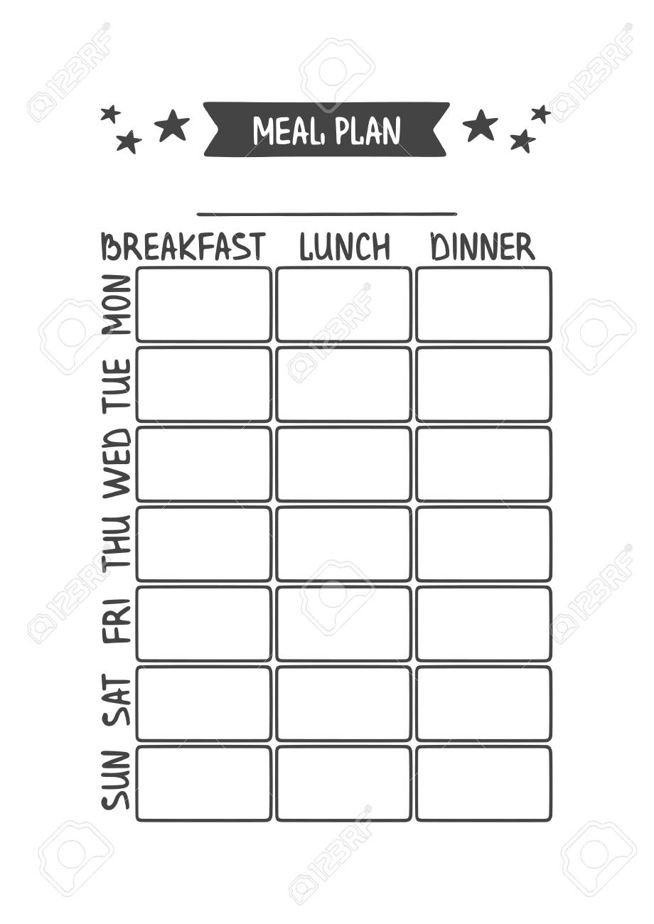 meal plan vector template for agenda planner and other stationery printable academic planner