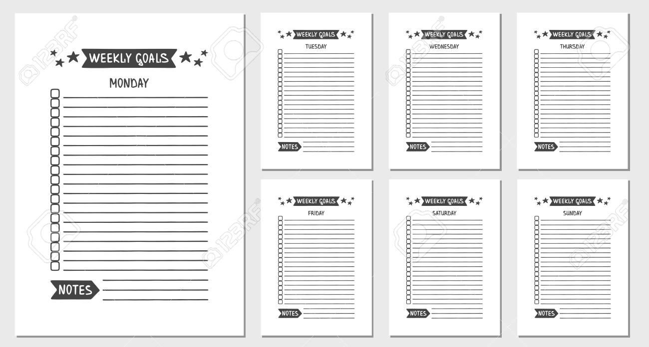 weekly goals vector template for agenda planner and other stationery weekly goal planner template