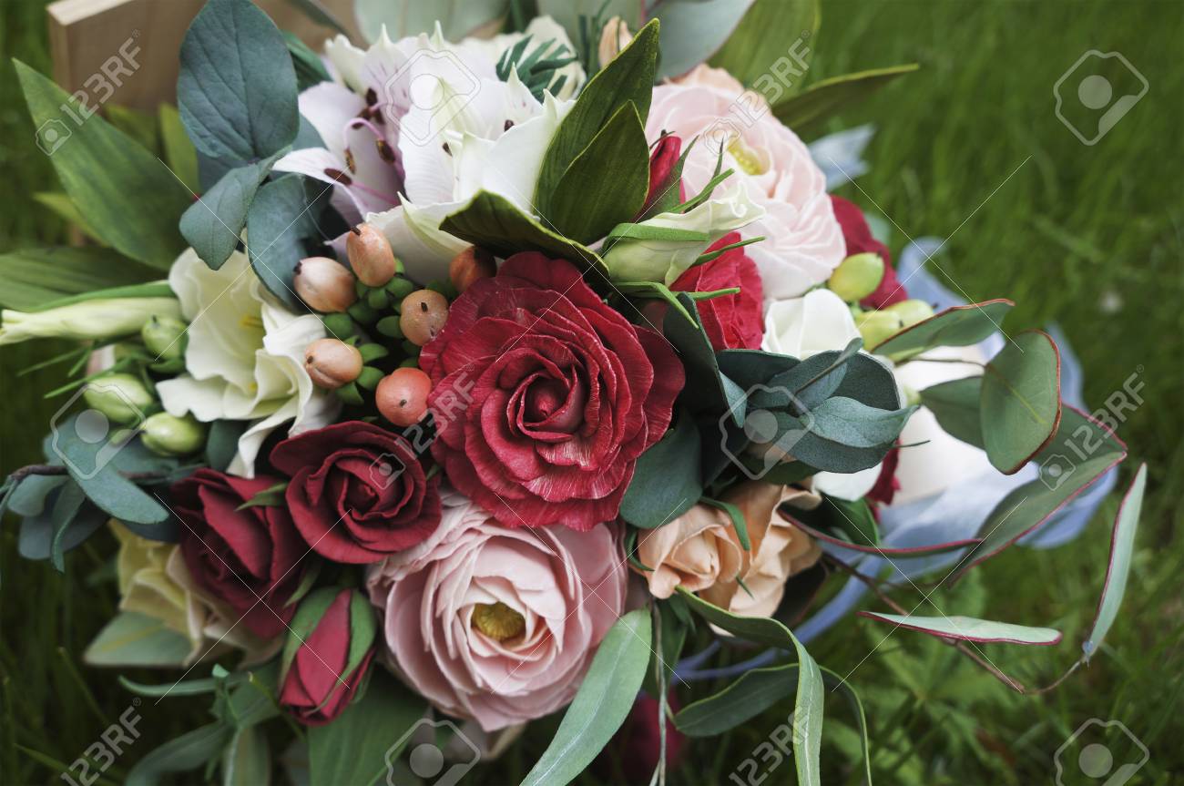 Fleurs Artificielles En Caoutchouc Mousse Bouquet Pour La Mariée Mousse Iran Beau Bouquet De Mariage Coloré Tissu à Fleurs Fait Main Foamiran Sur