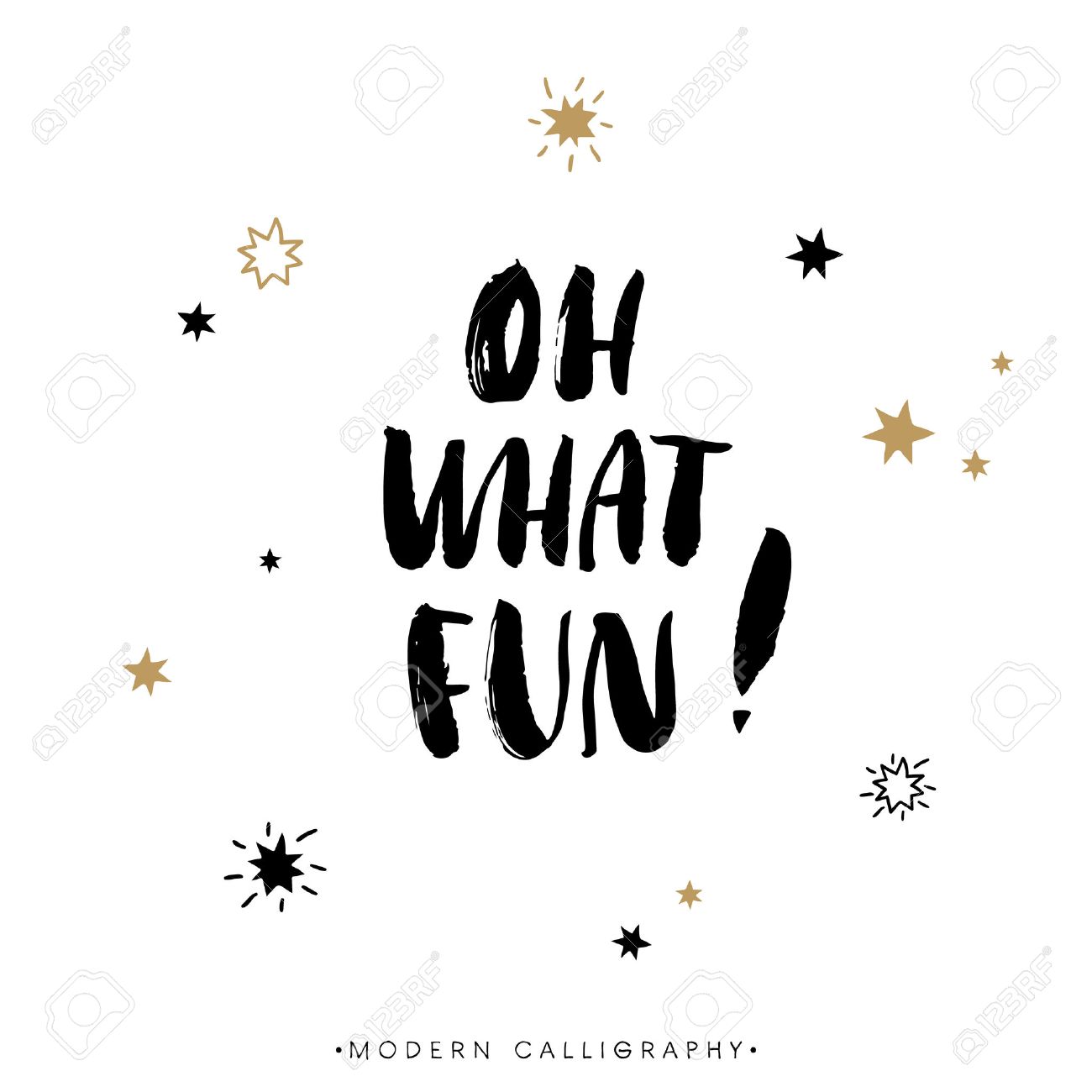 Oh what FUN! Christmas calligraphy. Handwritten modern brush lettering. Hand drawn design elements. - 48457222 Oh what FUN! Christmas calligraphy. Handwritten modern brush lettering. Hand drawn design elements. - 48457222