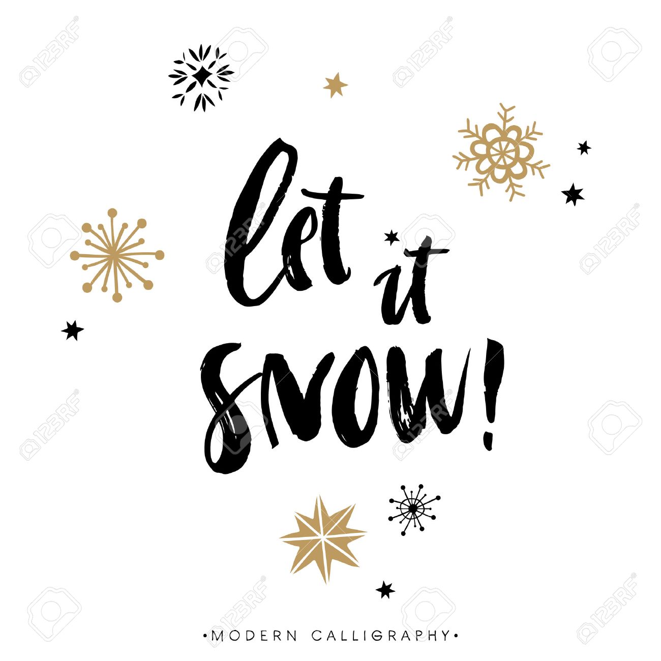 Let it snow! Christmas calligraphy. Handwritten modern brush lettering. Hand drawn design elements. - 48457224 Let it snow! Christmas calligraphy. Handwritten modern brush lettering. Hand drawn design elements. - 48457224