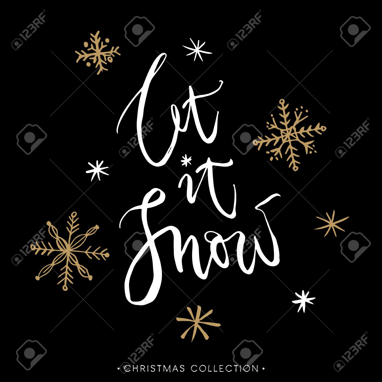 Let it snow! Christmas greeting card with calligraphy. Handwritten modern brush lettering. Hand drawn design elements. - 49114651 Let it snow! Christmas greeting card with calligraphy. Handwritten modern brush lettering. Hand drawn design elements. - 49114651
