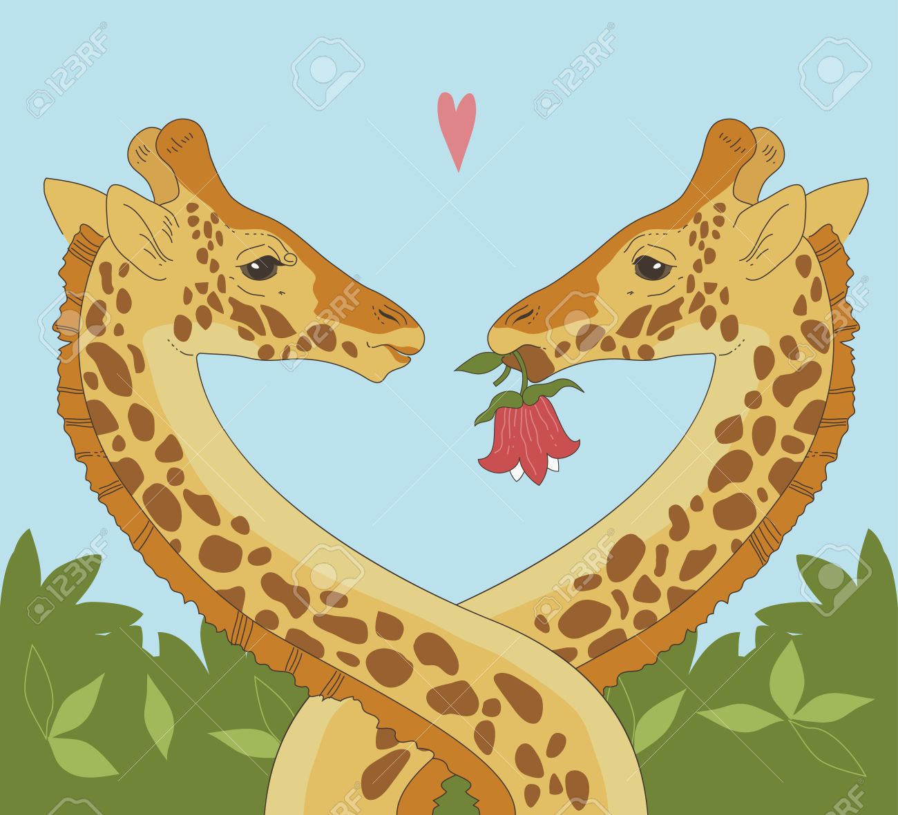 Giraffe Couple - Two Giraffe In Love Royalty Free SVG, Cliparts ...