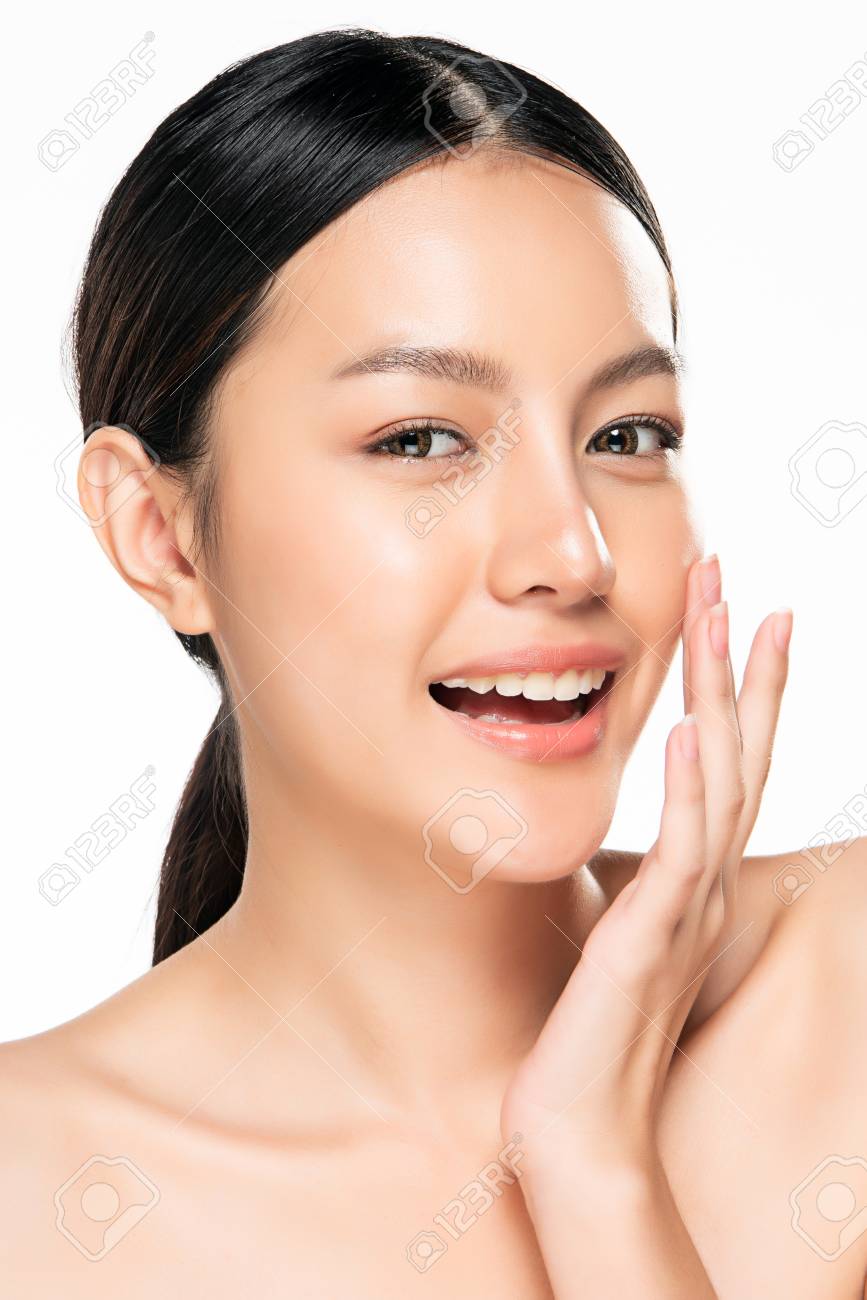 Beautiful Young asian Woman with Clean Fresh Skin look. Beautiful face and skin. Facial treatment. Cosmetology, beauty and spa. - 123986078 Beautiful Young asian Woman with Clean Fresh Skin look. Beautiful face and skin. Facial treatment. Cosmetology, beauty and spa. - 123986078