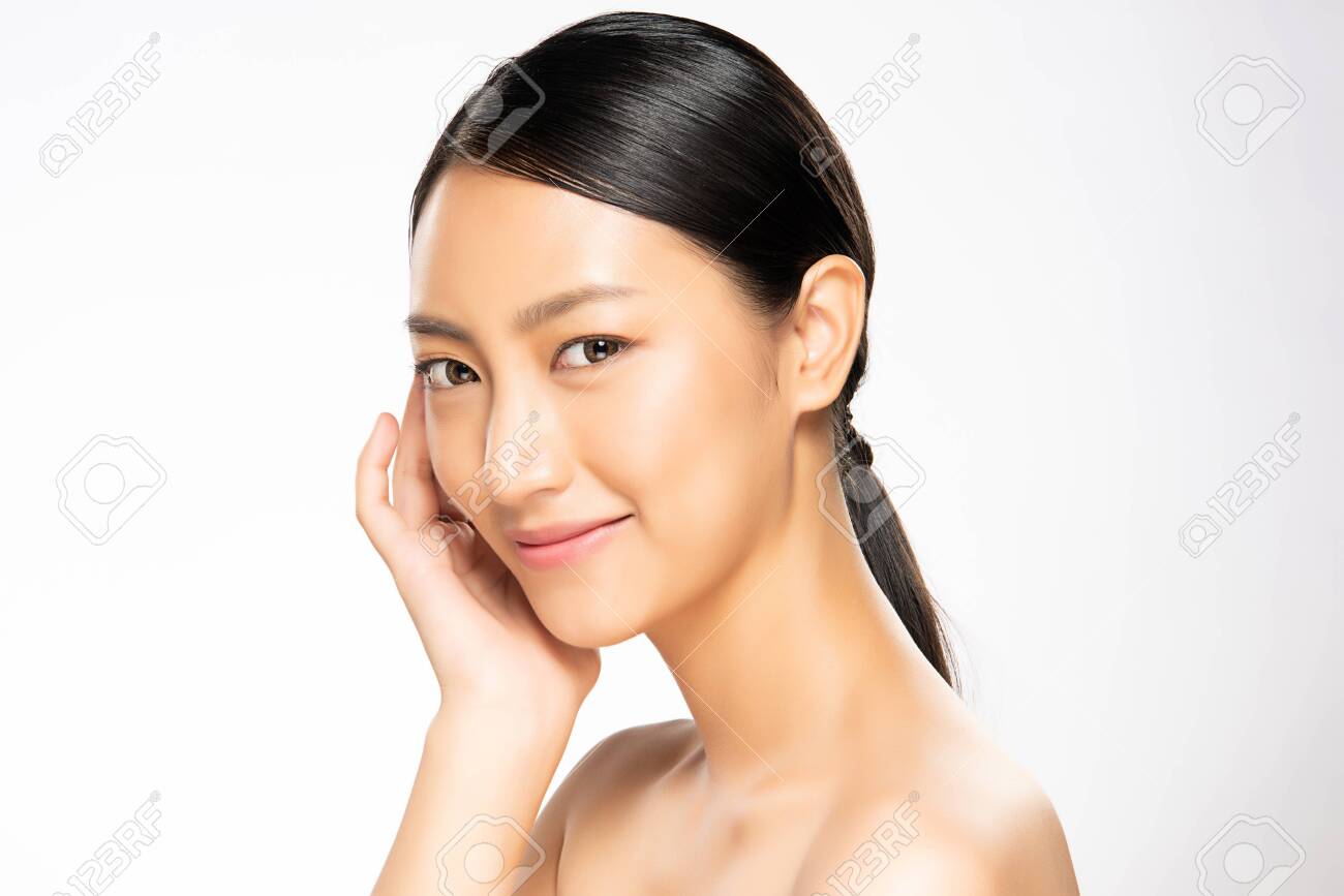 Portrait beautiful young asian woman clean fresh skin concept. Asian girl beauty face skincare and health wellness, Facial treatment, Perfect skin, Natural make up, on white background. - 137503640 Portrait beautiful young asian woman clean fresh skin concept. Asian girl beauty face skincare and health wellness, Facial treatment, Perfect skin, Natural make up, on white background. - 137503640