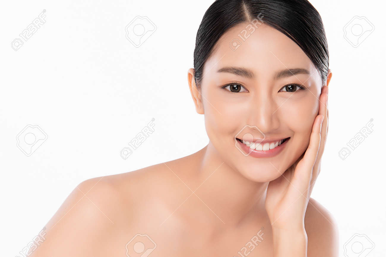 Beautiful young asian woman with clean fresh skin on white background, Face care, Facial treatment, Cosmetology, beauty and spa, Asian women portrait - 157801779 Beautiful young asian woman with clean fresh skin on white background, Face care, Facial treatment, Cosmetology, beauty and spa, Asian women portrait - 157801779