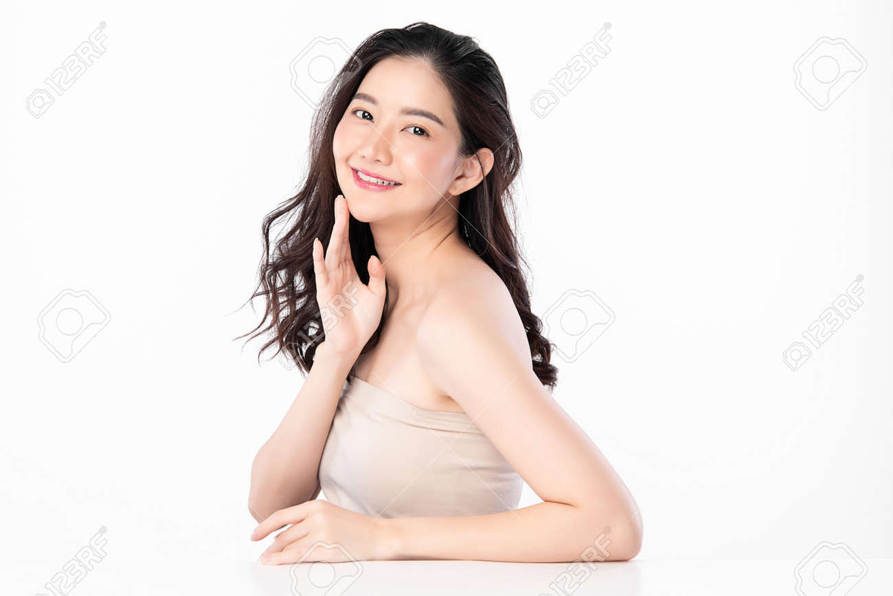 Beautiful young asian woman with clean fresh skin on white background, Face care, Facial treatment, Cosmetology, beauty and spa, Asian women portrait. - 168228169 Beautiful young asian woman with clean fresh skin on white background, Face care, Facial treatment, Cosmetology, beauty and spa, Asian women portrait. - 168228169