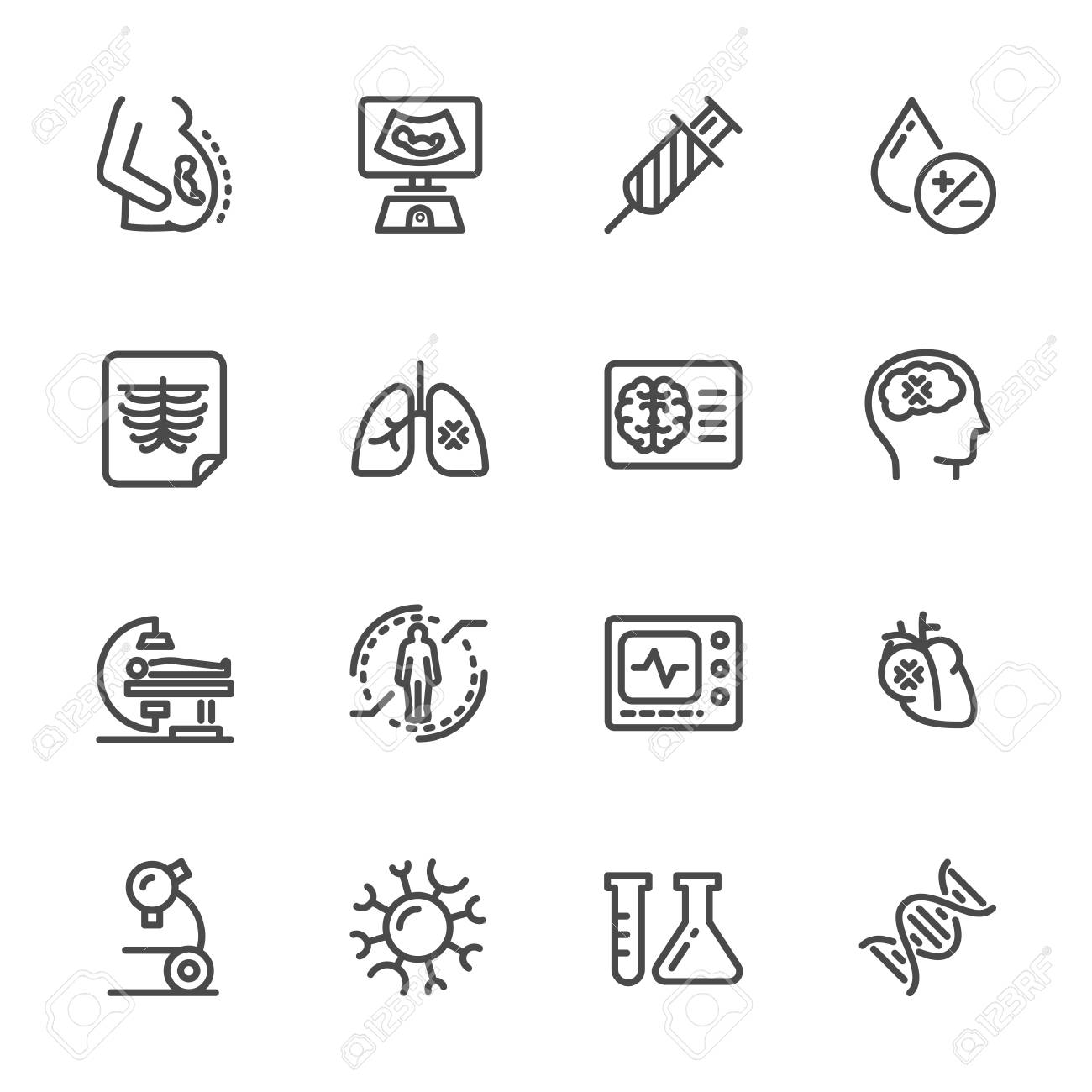 Medical diagnostics Health check up Vector line icons - 83082503 Medical diagnostics Health check up Vector line icons - 83082503