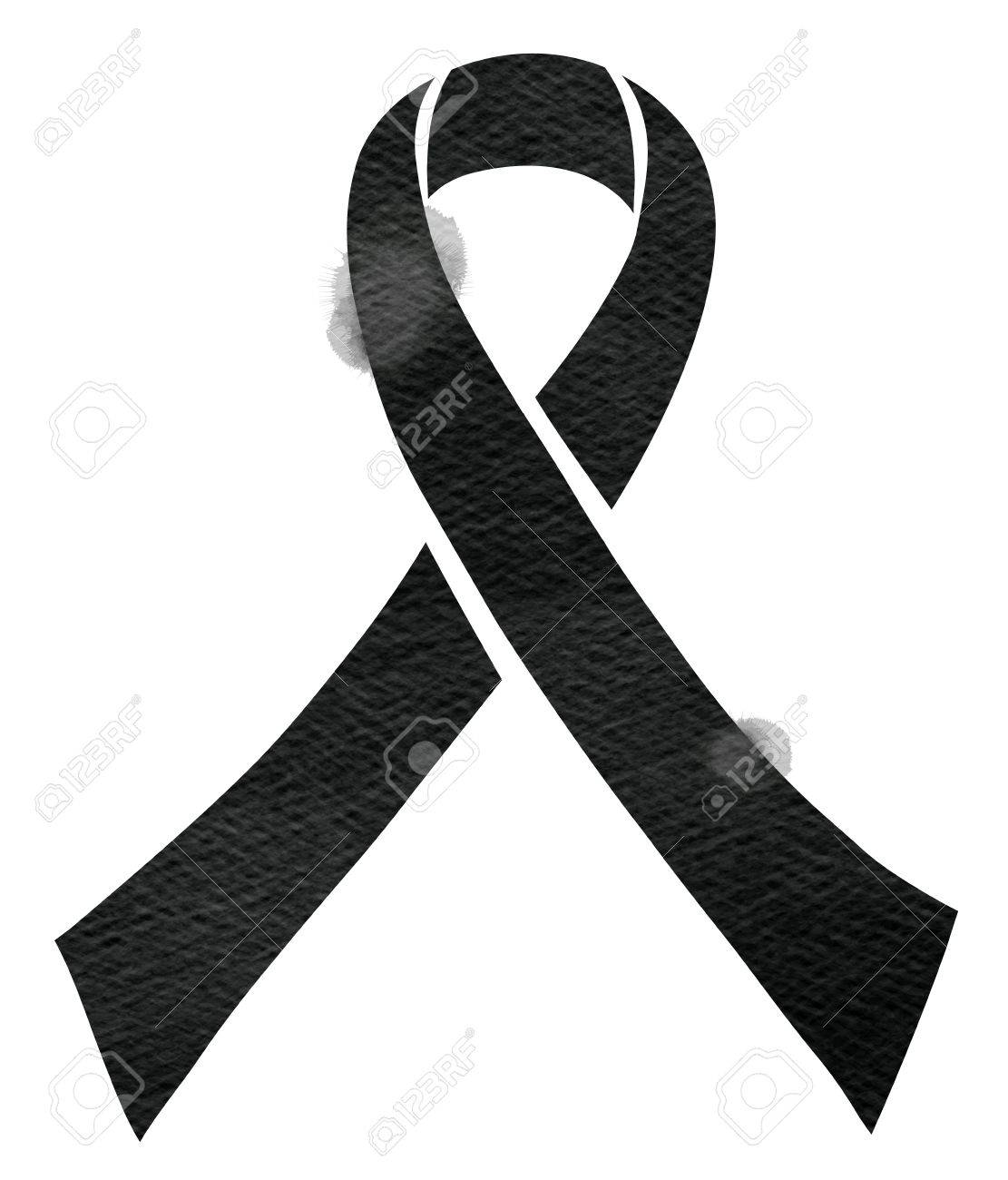 Aquarelle De Ruban Noir Isole Sur Fond Blanc Signe De Deuil Et De Melanome Banque D Images Et Photos Libres De Droits Image