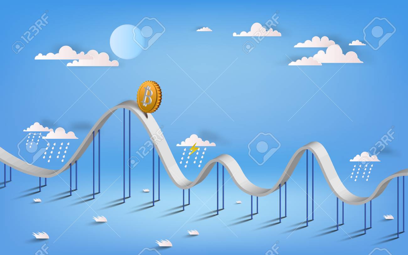 Bitcoin 통화 기호 및 비즈니스 그래프 그림 디자인 격리 된 그래픽. 비트 코인 롤러 코스터. 3D Vecter 일러스트 레이  션. 로열티 무료 사진, 그림, 이미지 그리고 스톡포토그래피. Image 95820499
