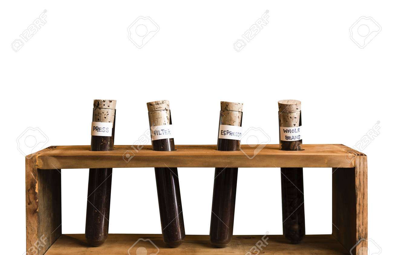 Download Coffee Bean Contained In Glass Tube Isolated On Background Stock Photo Picture And Royalty Free Image Image 70302417