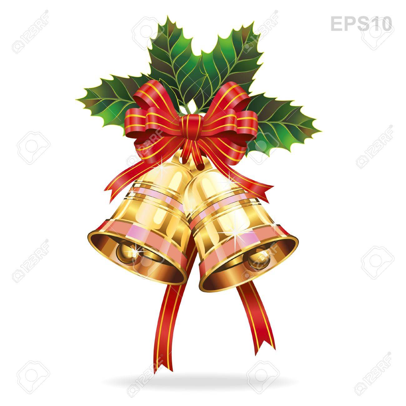 Christmas Decoration Bells And Holly Leaf Royalty Free Cliparts