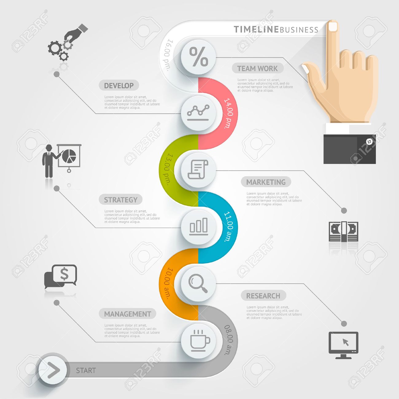 business timeline infographic template vector illustration
