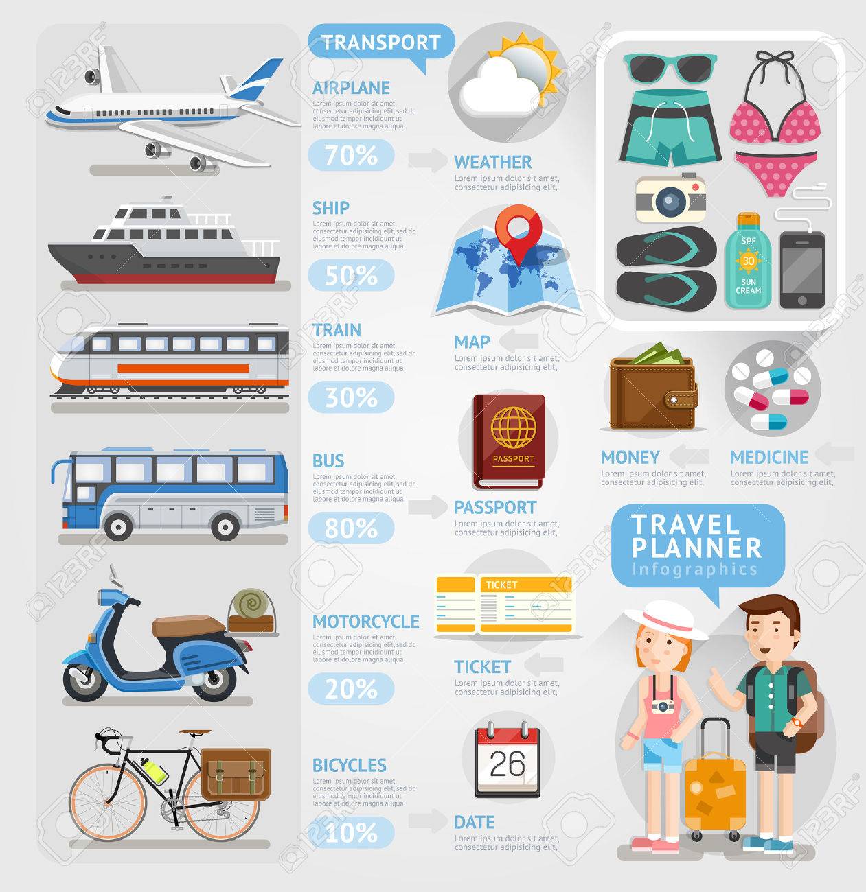 travel planner infographics element vector illustration can