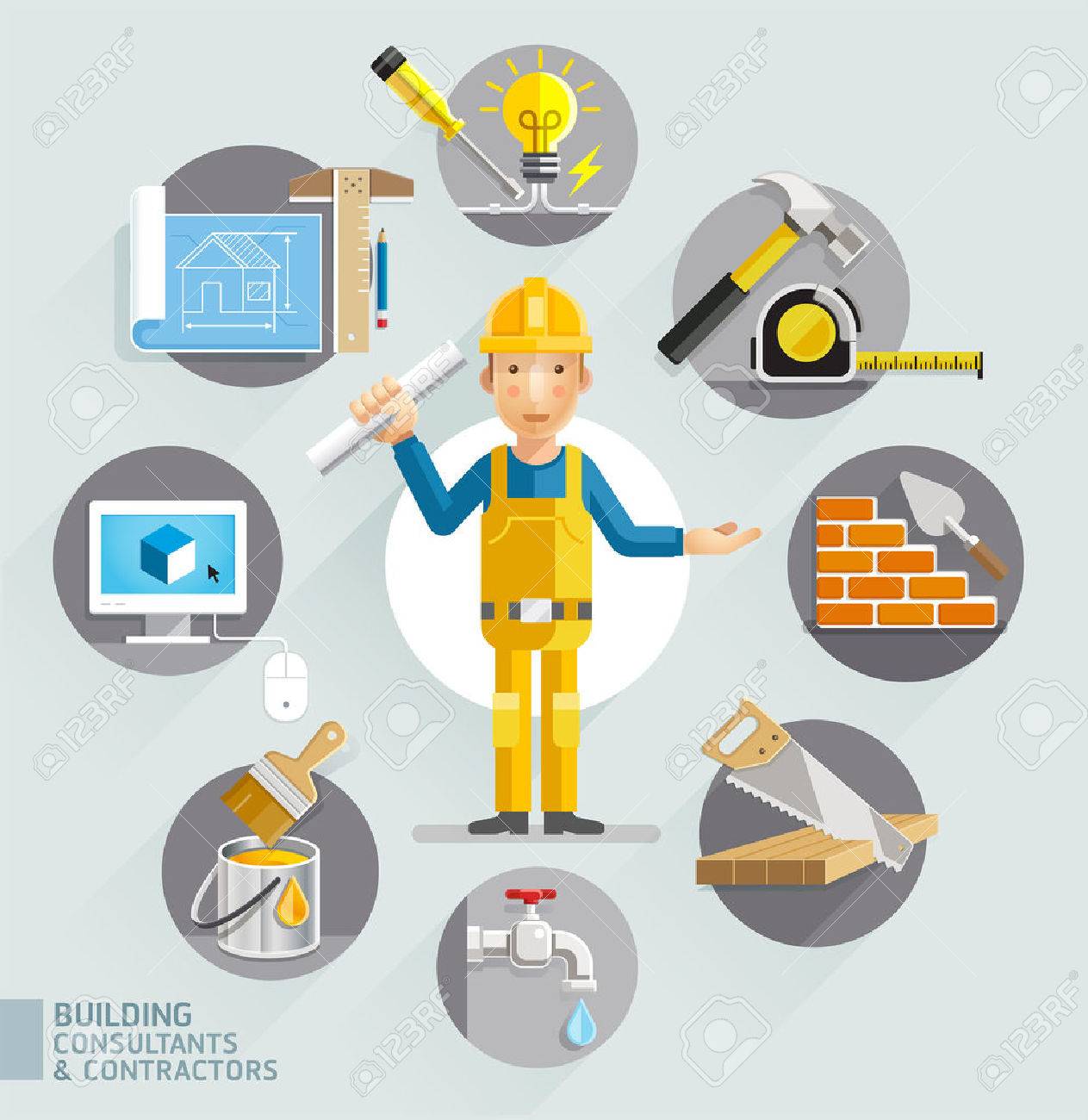 建設コンサルタント 請負業者 のイラスト素材 ベクタ Image