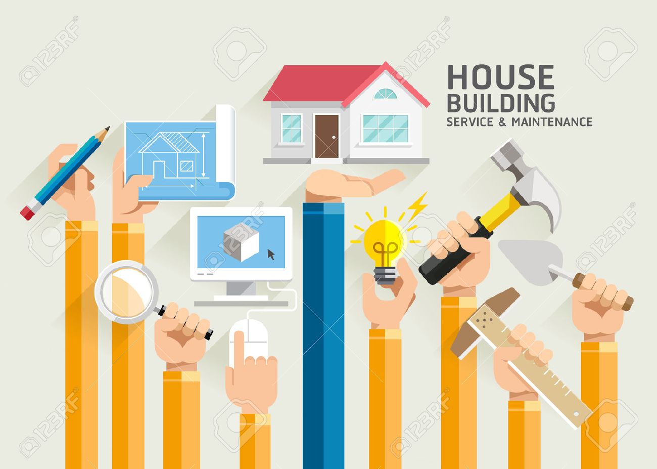 House Building Service and Maintenance. Illustrations. - 50958305 House Building Service and Maintenance. Illustrations. - 50958305