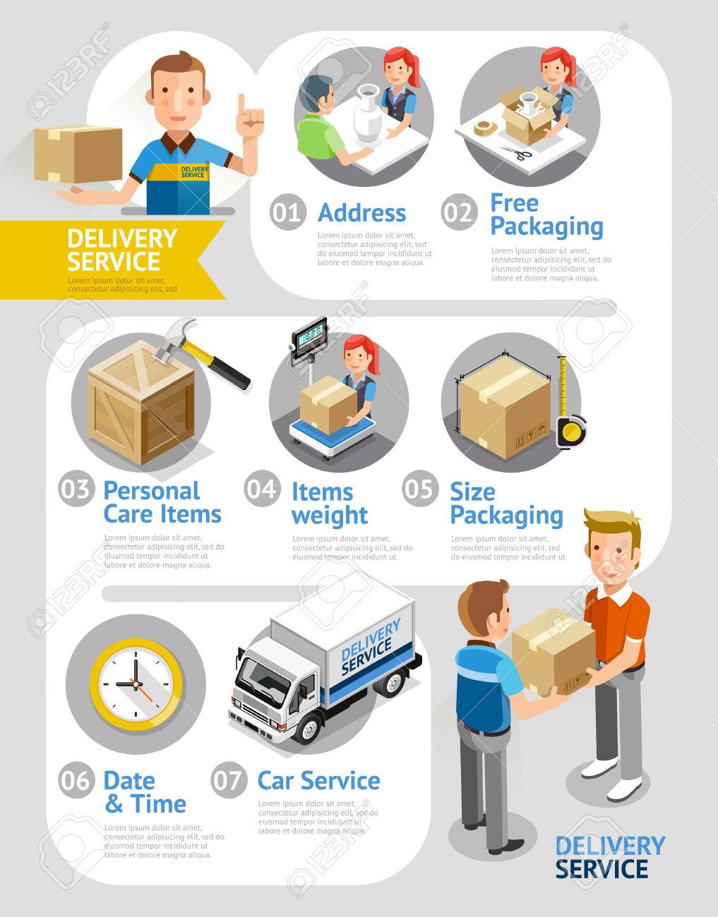 Delivery Service Conceptual Isometric Flat Style. Illustration. Can Be Used For Workflow Layout Template, Diagram, Number Options, Web Design, Infographics, Timeline. - 50958310 Delivery Service Conceptual Isometric Flat Style. Illustration. Can Be Used For Workflow Layout Template, Diagram, Number Options, Web Design, Infographics, Timeline. - 50958310