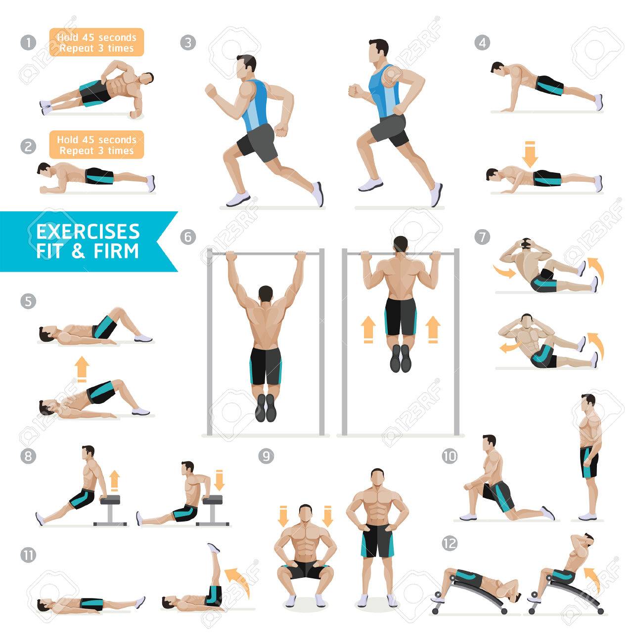 Man workout fitness, aerobic and exercises. Vector Illustration. - 68990768 Man workout fitness, aerobic and exercises. Vector Illustration. - 68990768