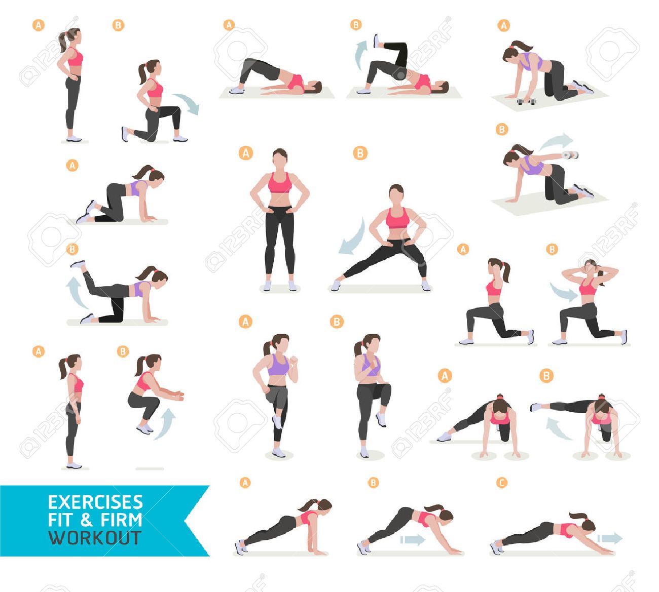 Woman workout fitness, aerobic and exercises. Vector Illustration. - 65940629 Woman workout fitness, aerobic and exercises. Vector Illustration. - 65940629