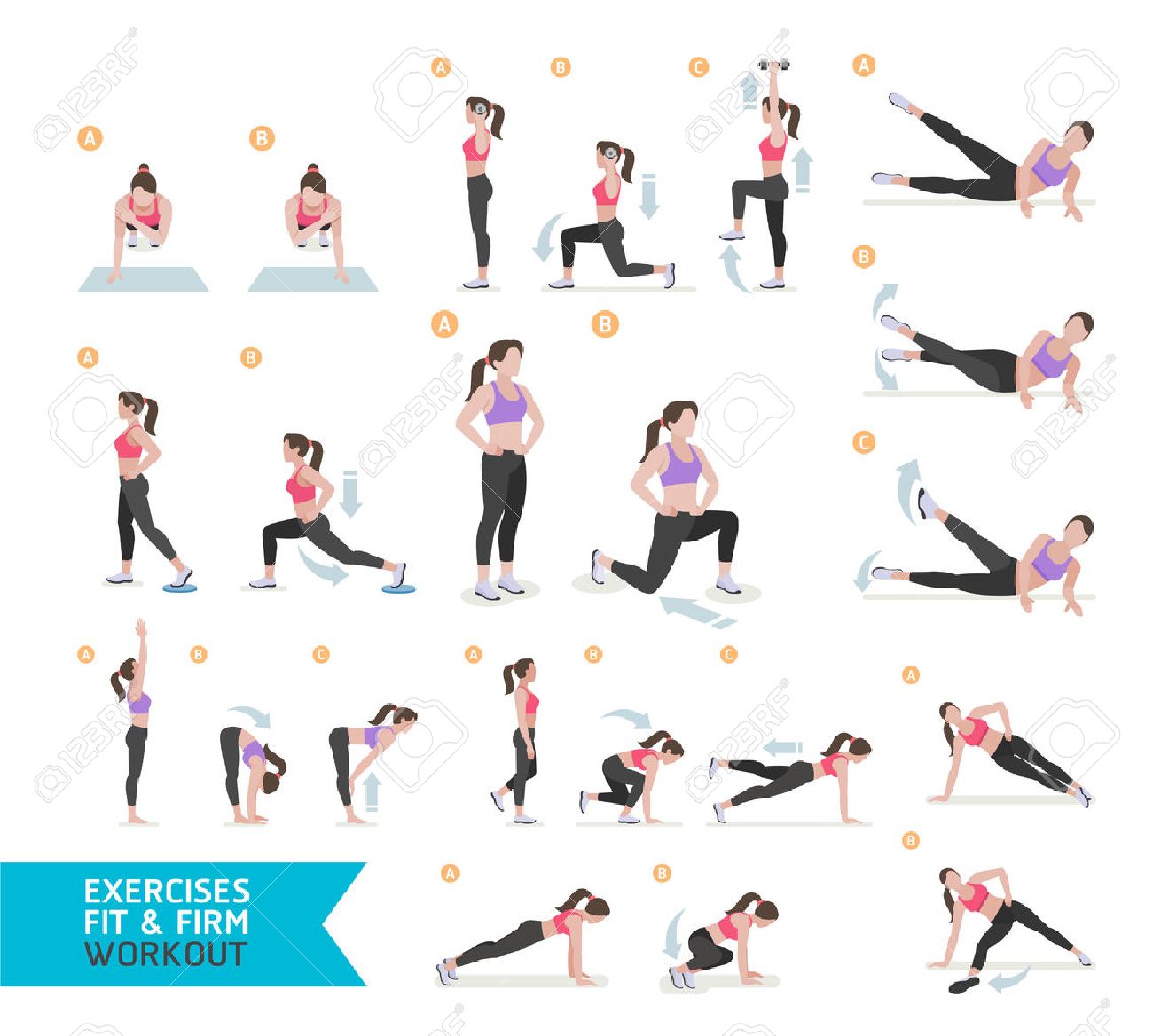 Woman workout fitness, aerobic and exercises. Vector Illustration. - 66774944 Woman workout fitness, aerobic and exercises. Vector Illustration. - 66774944