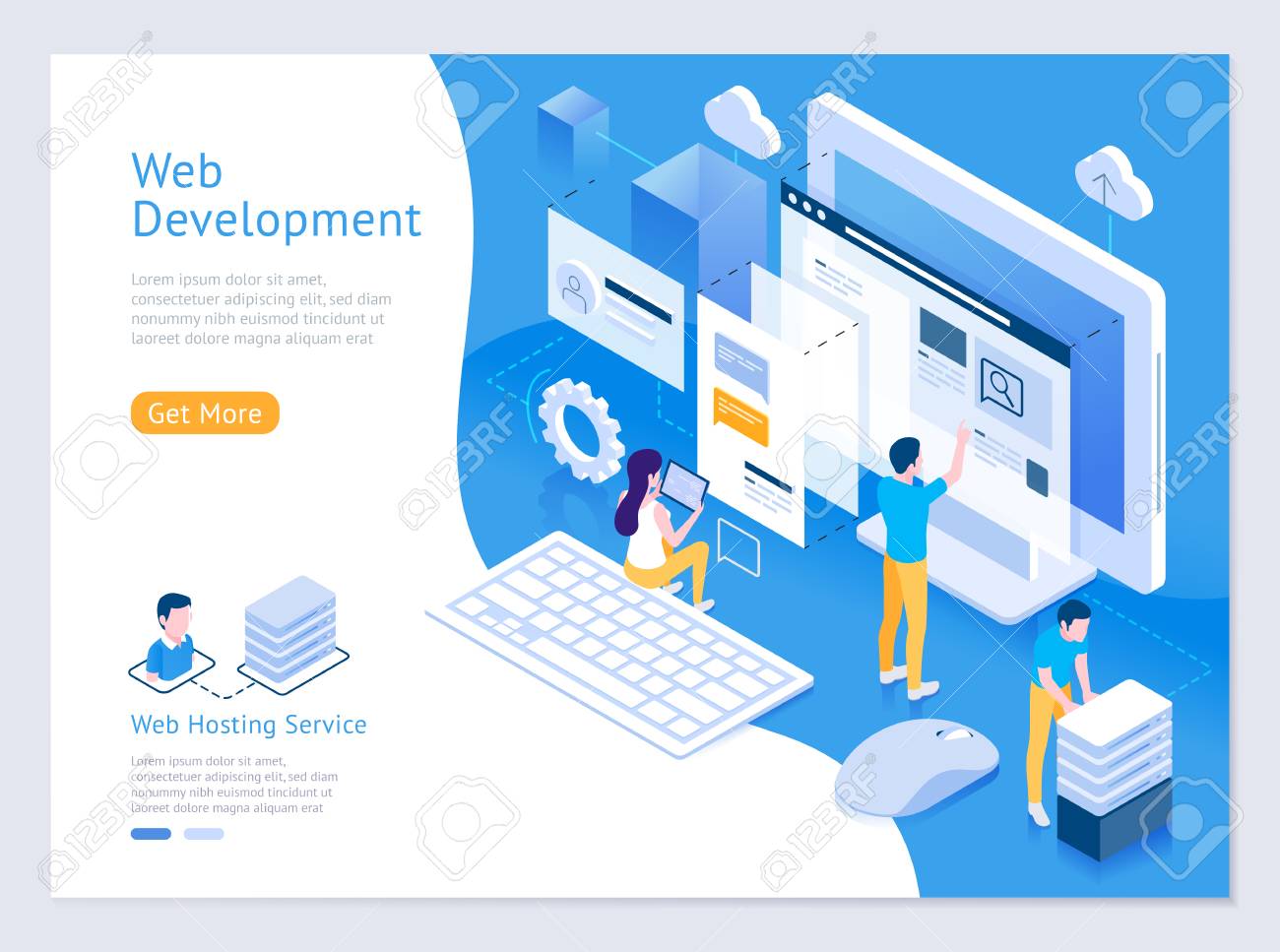 Web design and development vector isometric illustrations. - 106089921 Web design and development vector isometric illustrations. - 106089921