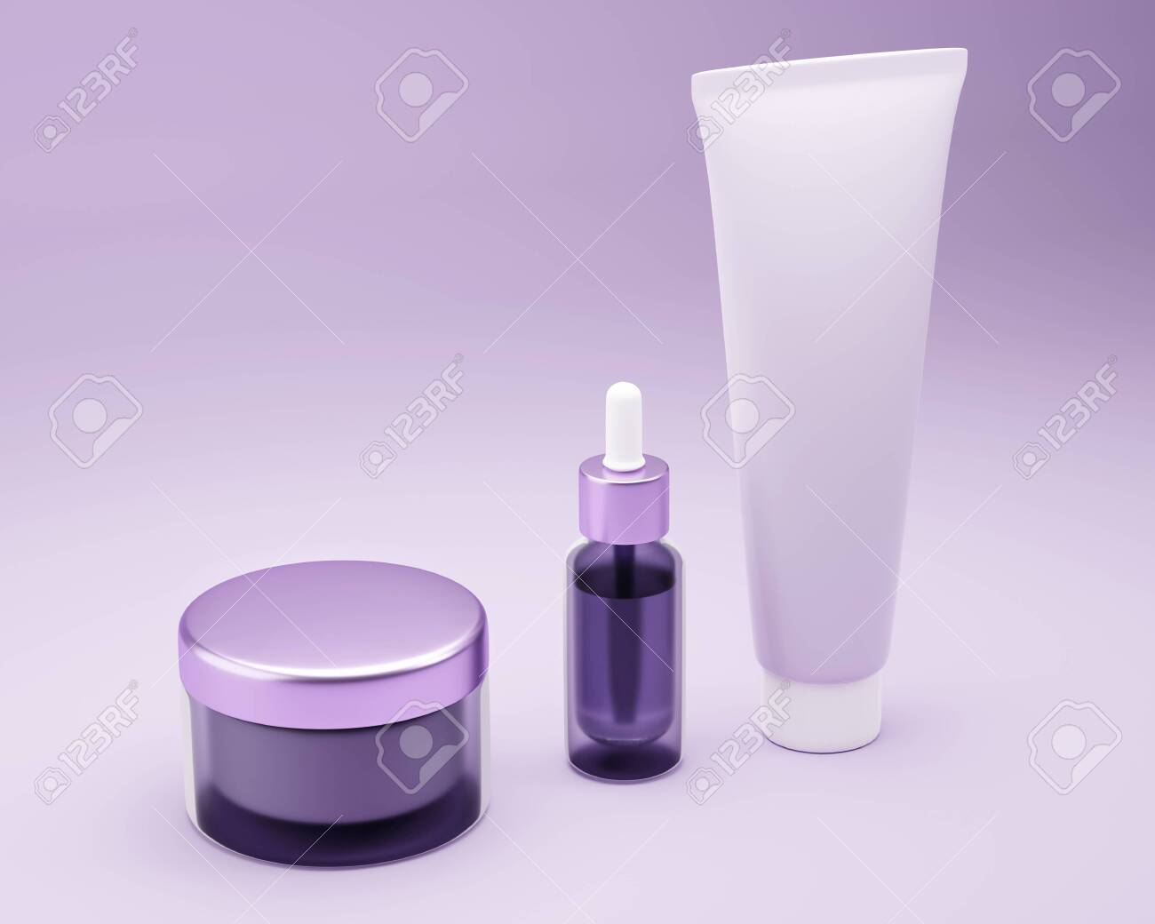 Download Cosmetic Set Mockup On Purple Background 3d Rendering Illustration Stock Photo Picture And Royalty Free Image Image 145926445