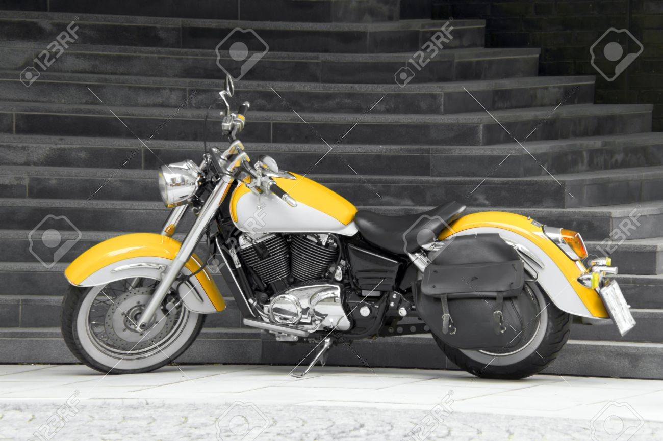 Motorbike In Yellow A Motorbike In Yellow With Black And White Stock Photo Picture And Royalty Free Image Image 21831670