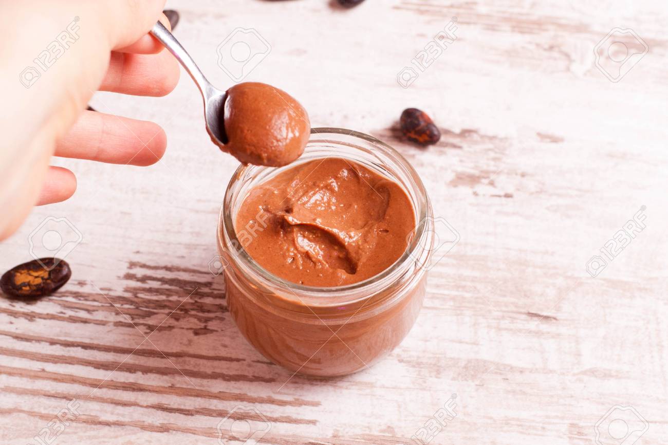 Download Chocolate Paste In A Glass Jar Closeup Top View Horizontal Stock Photo Picture And Royalty Free Image Image 62106895 Yellowimages Mockups