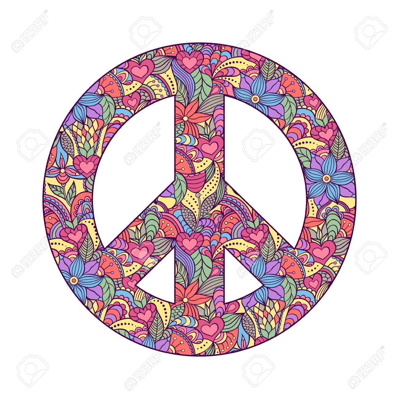 Illustration Of Colorful Peace Symbol On White Background Royalty Free SVG,  Cliparts, Vectors, And Stock Illustration. Image 18987337.
