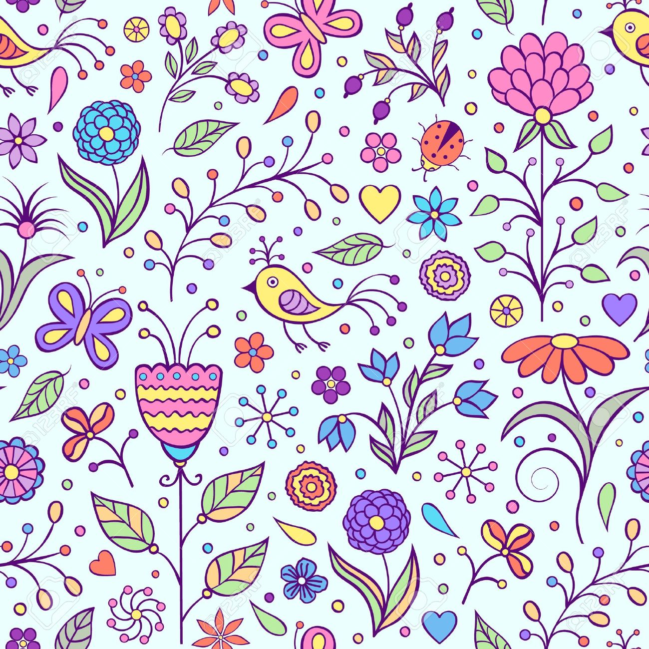 抽象的な花とのシームレスなパターンのベクトル イラスト 花の背景 のイラスト素材 ベクタ Image