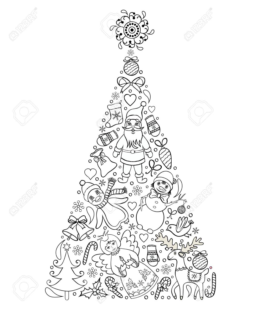 ベクトル イラストは手描き下ろしクリスマス ツリーです 子供と大人のための着色のページ のイラスト素材 ベクタ Image 66804123