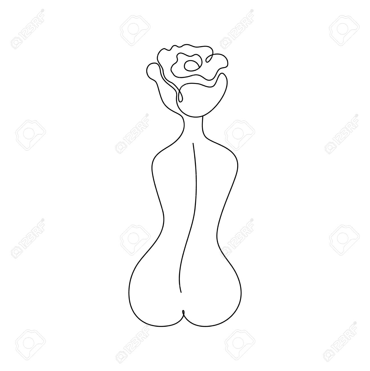 Female Figure with Floral Head Tattoo