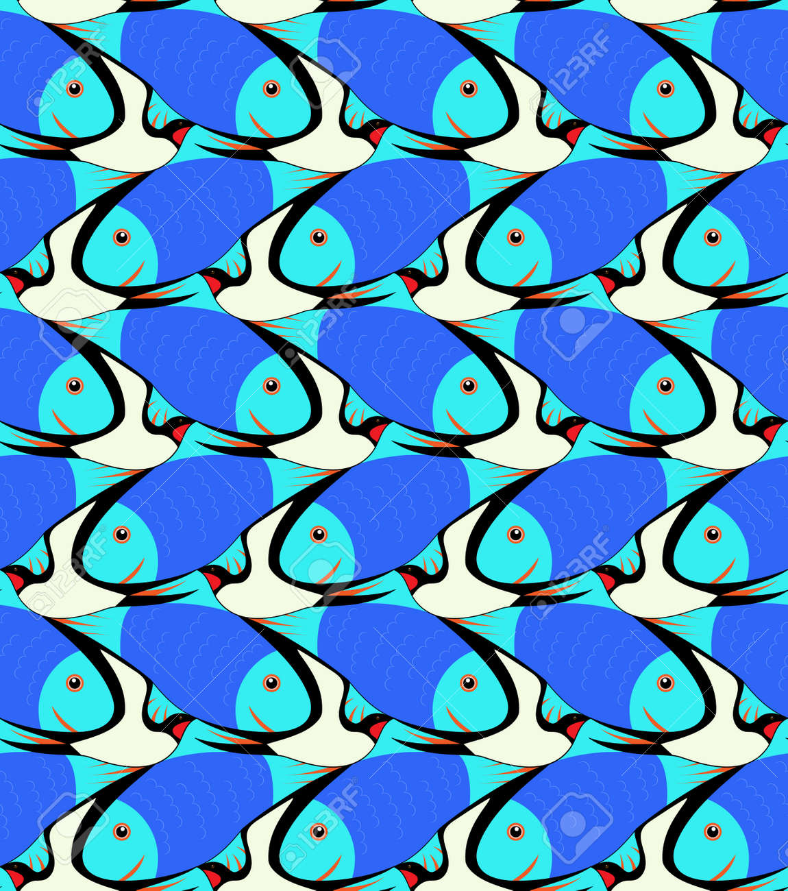 Seamless Pattern With Abstract Fish And Swallows, Tessellation. Vector  Illustration EPS 10 Royalty Free SVG, Cliparts, Vectors, and Stock  Illustration. Image 166147098., image size:1150x1300