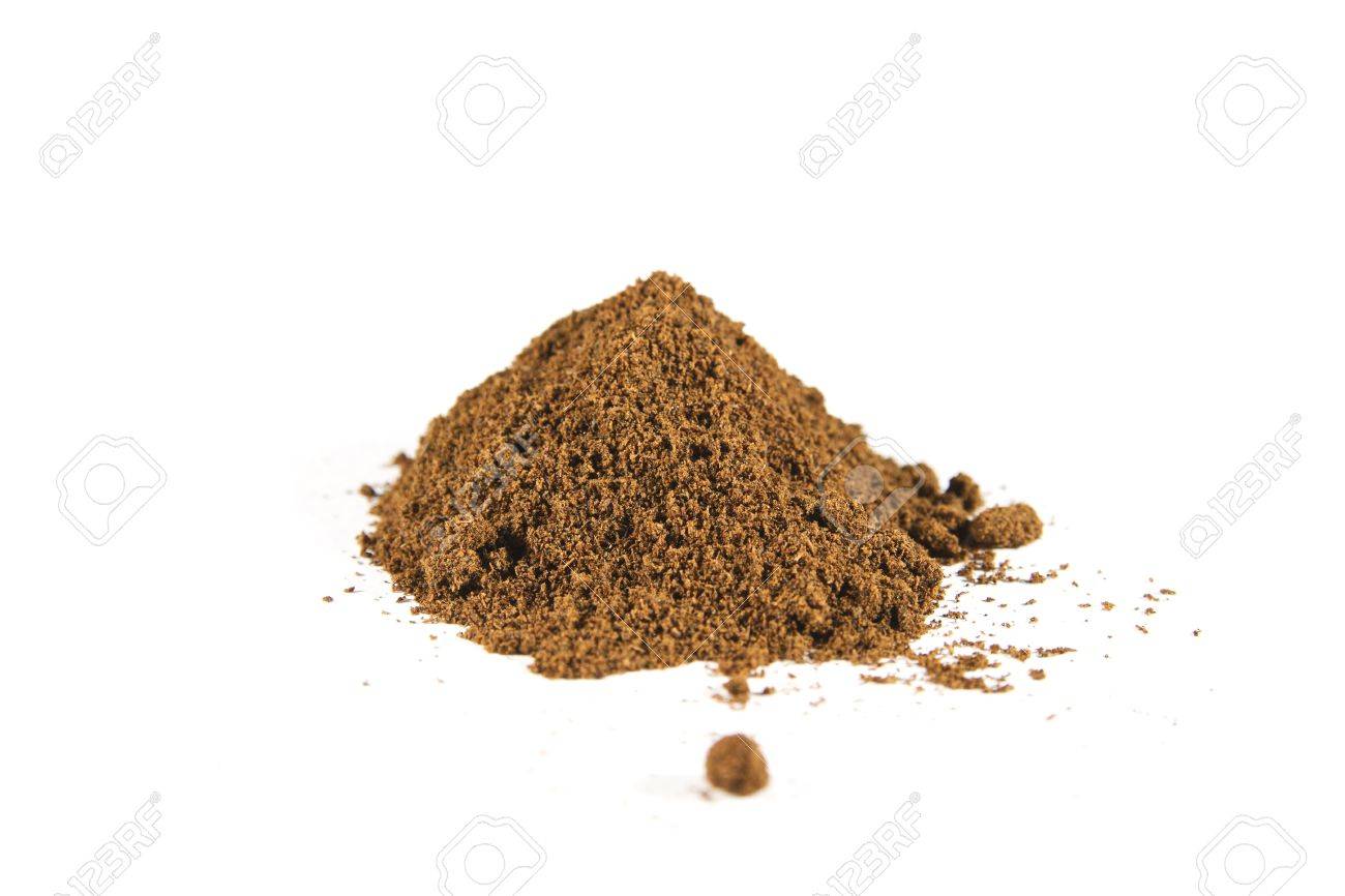 白い背景の有機生バニラ パウダー分離プロセスの側面図 の写真素材 画像素材 Image