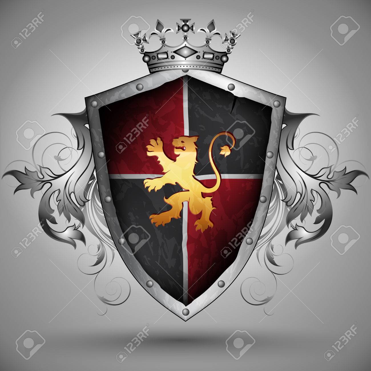 Medieval Combat Shield With A Lion On A Blue And Red Background Royalty  Free SVG, Cliparts, Vectors, and Stock Illustration. Image 38451639., image size:1300x1300