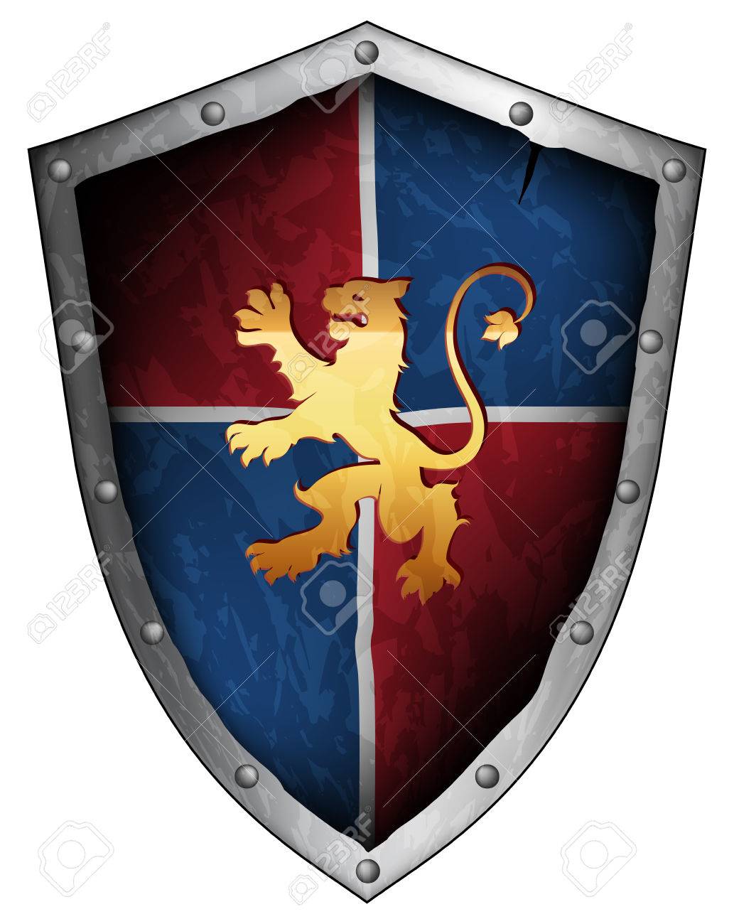 Medieval Combat Shield With A Lion On A Blue And Red Background Royalty  Free SVG, Cliparts, Vectors, and Stock Illustration. Image 38451638., image size:1033x1300