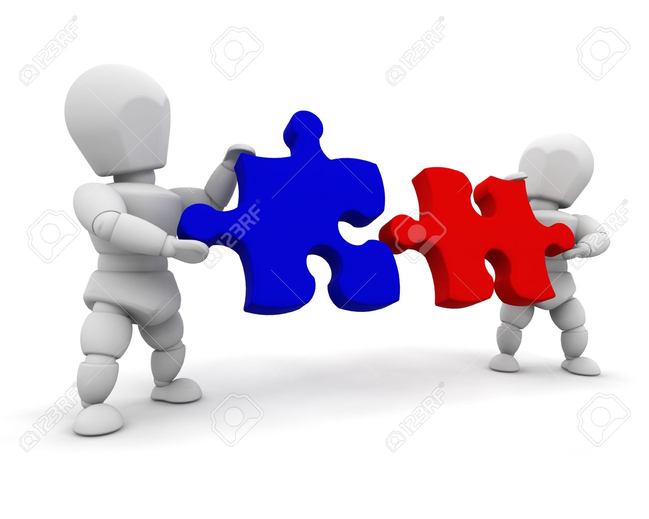 3d render of people connecting puzzle pieces stock photo picture