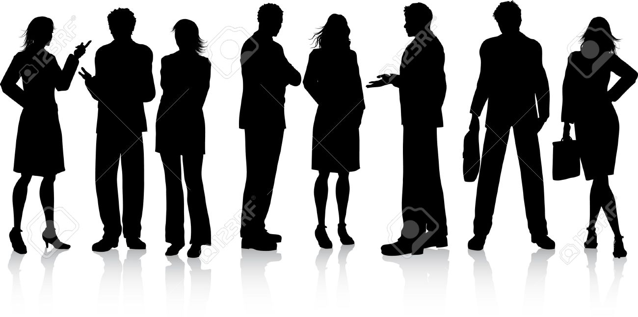 Silhouettes Of Business People In Discussion Royalty Free Cliparts Vectors And Stock Illustration Image