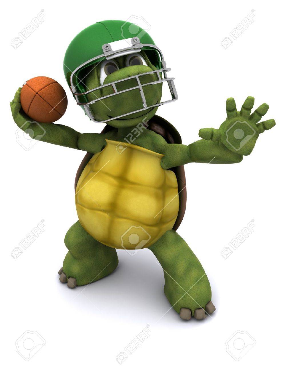 3D Render Of A Tortoise Throwing An American Football Stock Photo, Picture  And Royalty Free Image. Image 10047601.