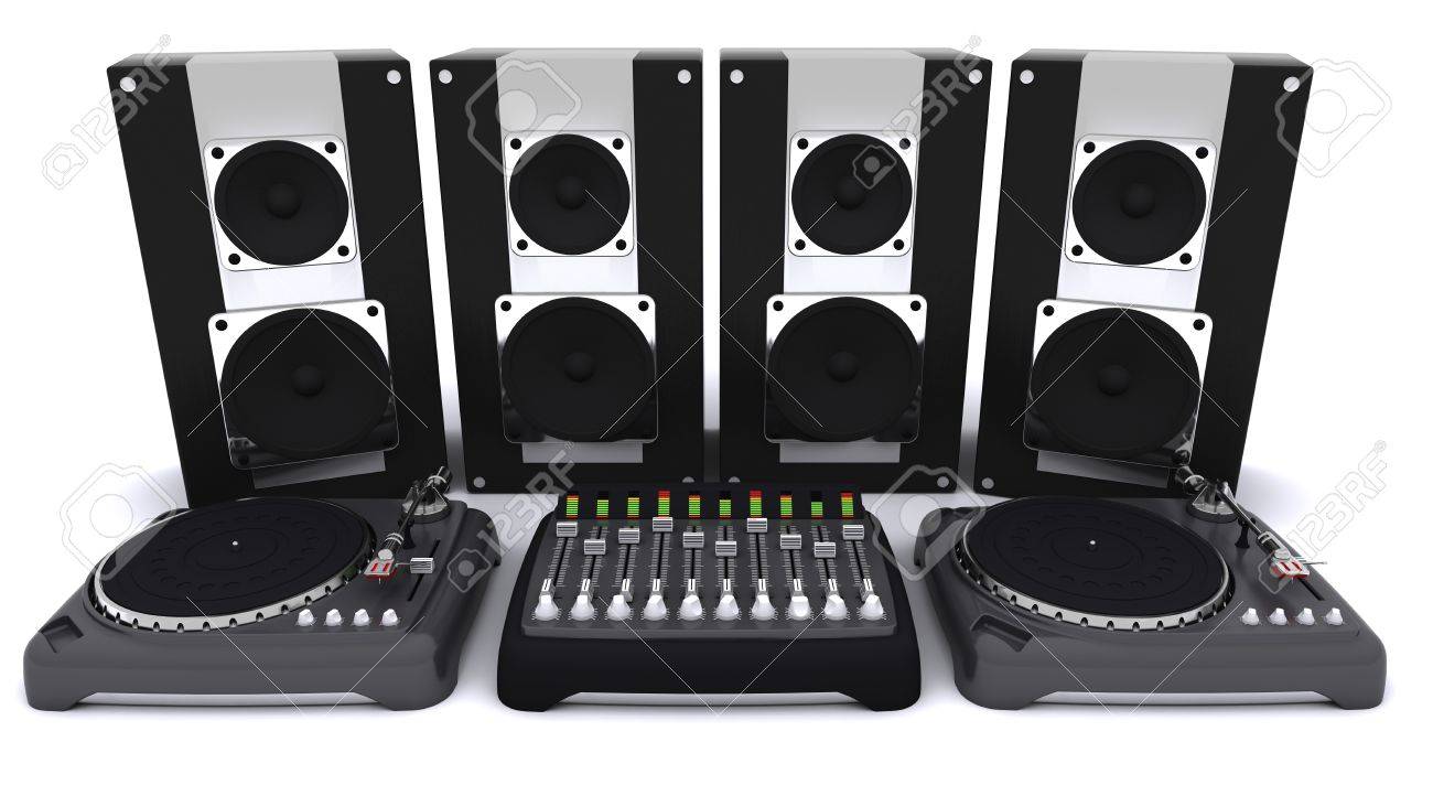 dj mixer and speakers