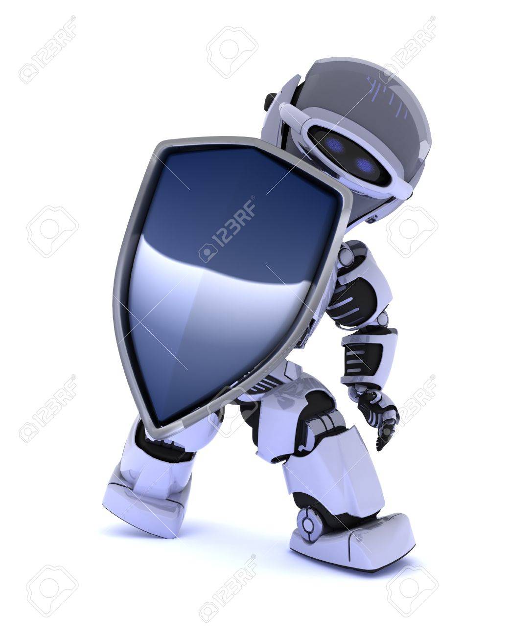 få præcedens Thicken 3D Render Of A Robot With A Shield Stock Photo, Picture And Royalty Free  Image. Image 20881378.