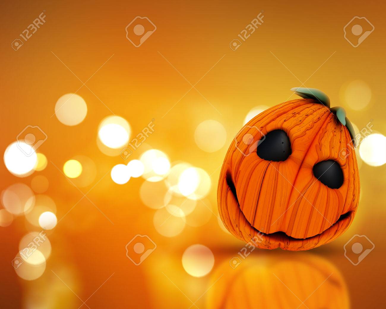 背景ライト ハロウィーンのボケ味のかぼちゃの 3 D レンダリングします の写真素材 画像素材 Image