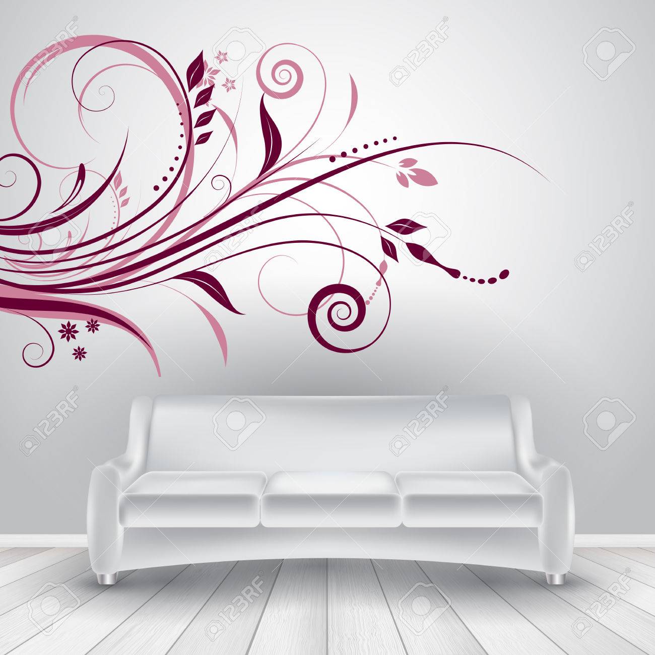 Interior De La Habitacion Con Sofa Y Diseno Decorativo De La