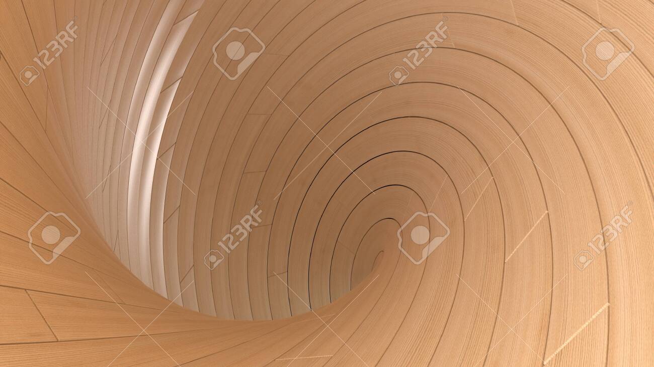 3d Render Of Modern Curved Wooden Display Background Stock Photo