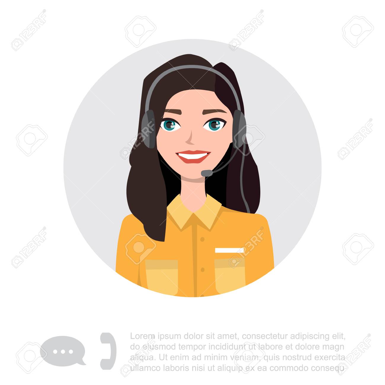 ヘッドセットキャラクターを持つ若い女性 のイラスト素材 ベクタ Image ヘッドセットキャラクターを持つ若い女性 のイラスト素材 ベクタ Image
