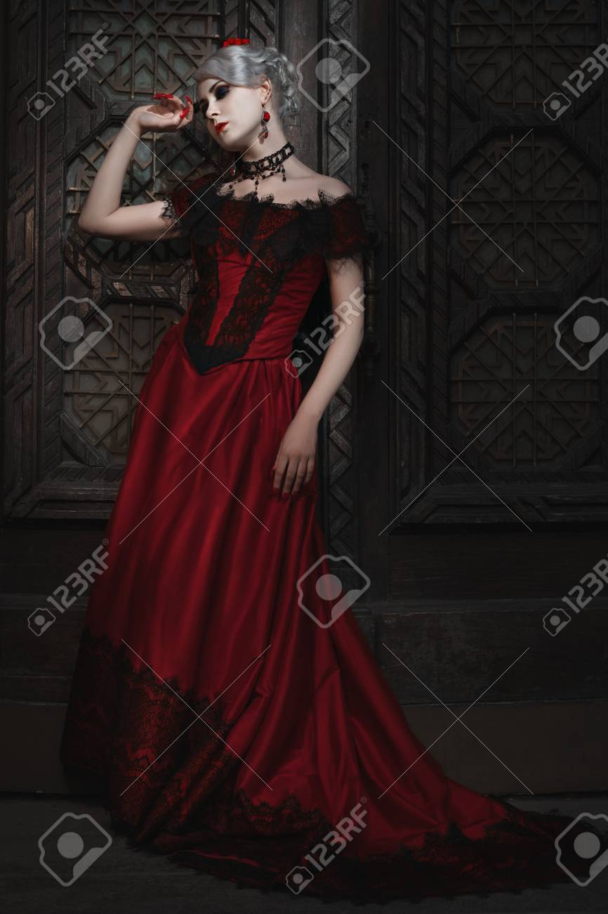 red gothic dress