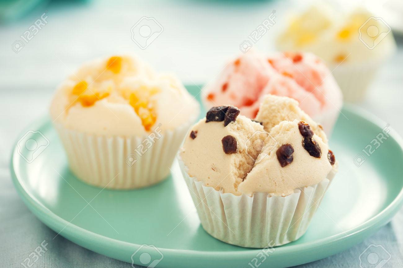 Fruity Fluffy Cupcake For Tea Breakthai Dessert Stock Photo Fruity Fluffy Cupcake For Tea Breakthai Dessert Stock Photo