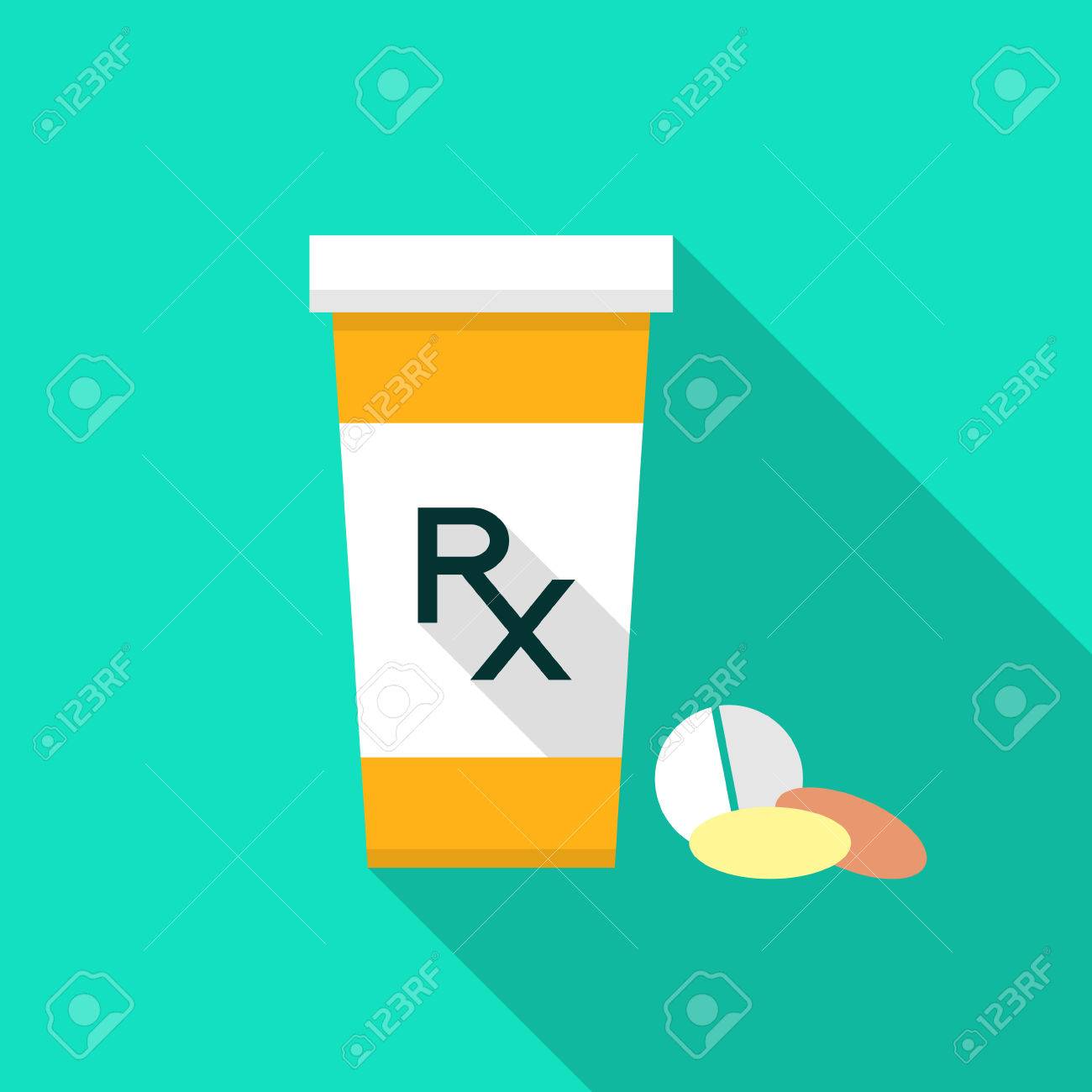 pill bottle with rx sign and pills pharmacy design pill bottle